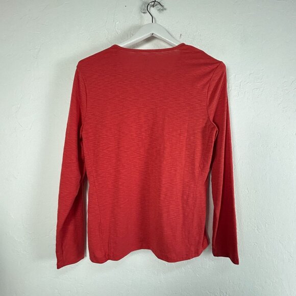 Title Nine Womens Crew Neck Long Sleeve Top Medium Red Space Dye Stretch Casual - Picture 2 of 7